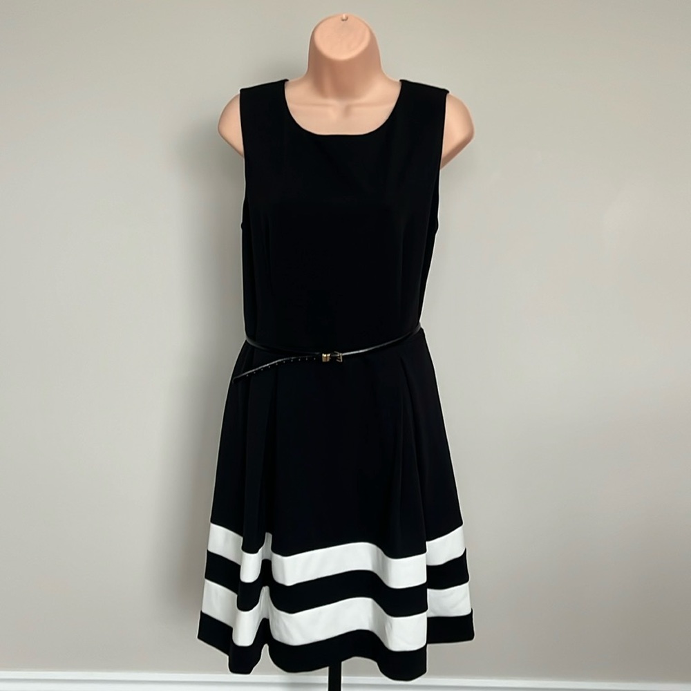 Calvin Klein Black & off White Sleeveless Dress Size 14